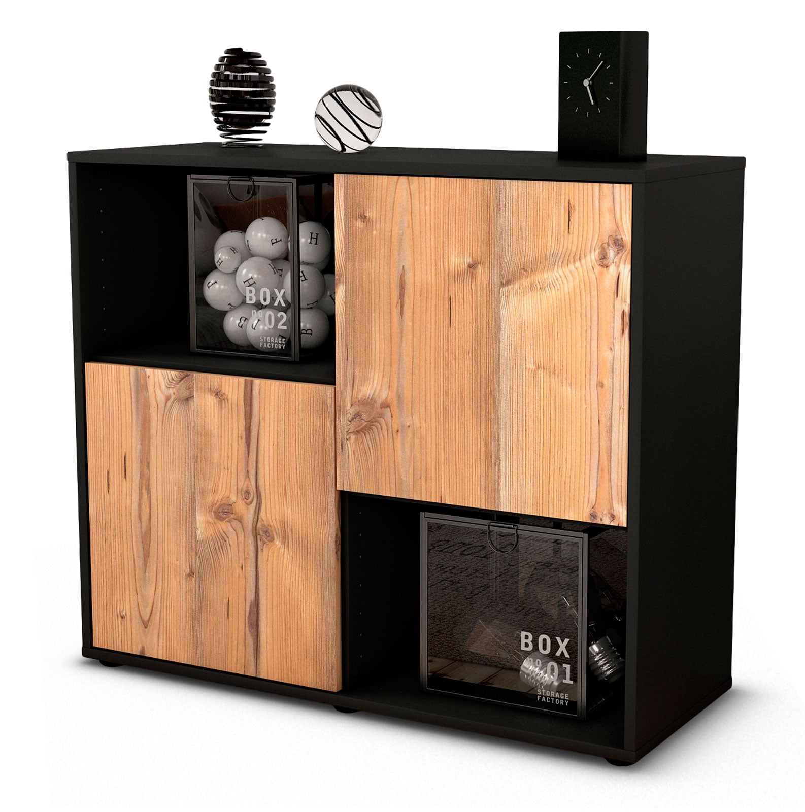 Sideboard Caralina | | Front in Pinie Holz Optik | 92x79x35cm (BxHxT) 1 Sideboard Caralina | | Front in Pinie Holz Optik | 92x79x35cm (BxHxT)