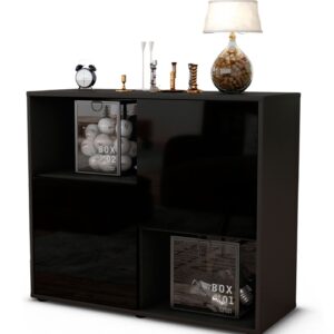 Sideboard Caralina | | Front in Hochglanz Schwarz | 92x79x35cm (BxHxT)
