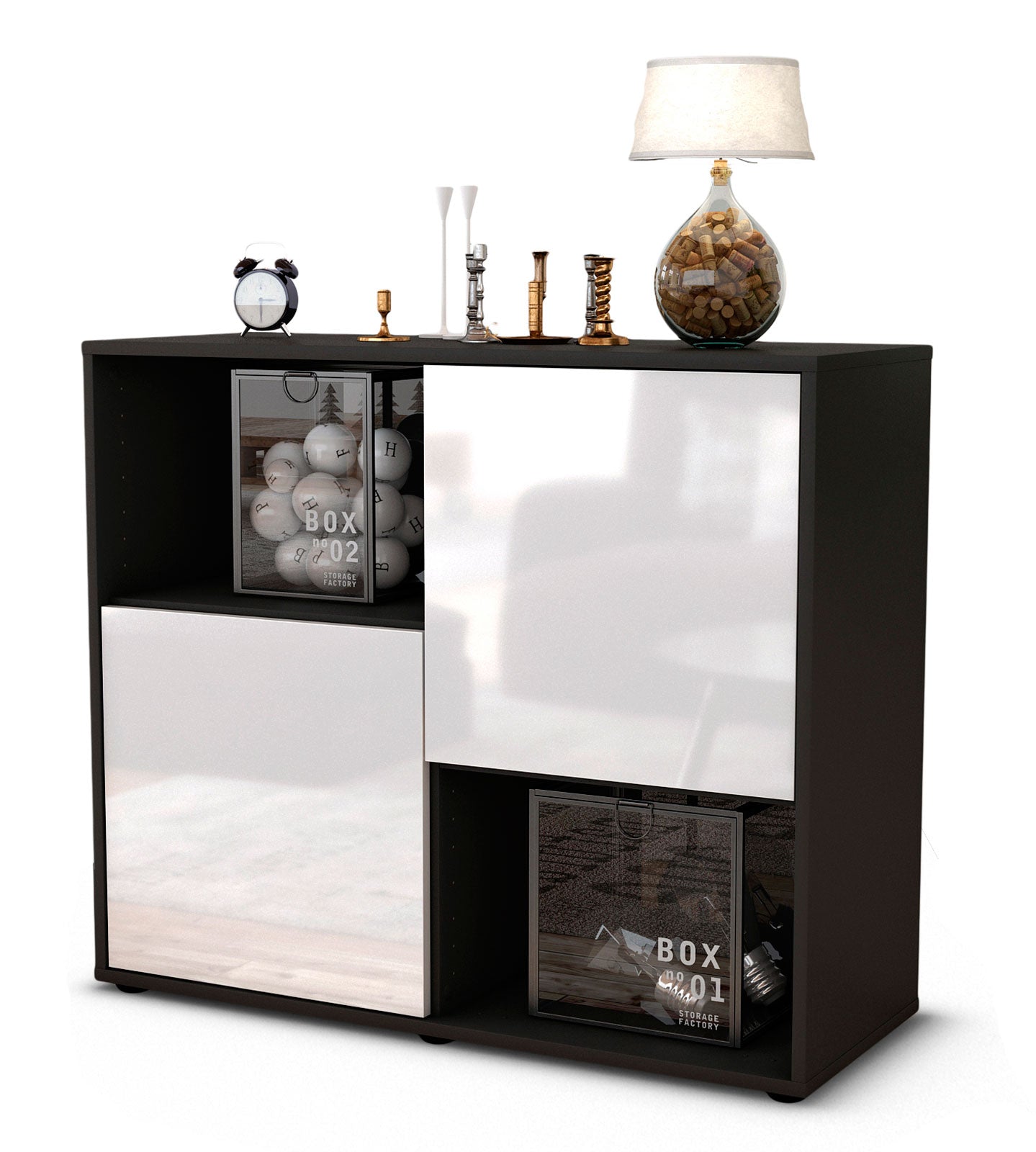 Sideboard Caralina | | Front in Hochglanz Weiß | 92x79x35cm (BxHxT) 1 Sideboard Caralina | | Front in Hochglanz Weiß | 92x79x35cm (BxHxT)