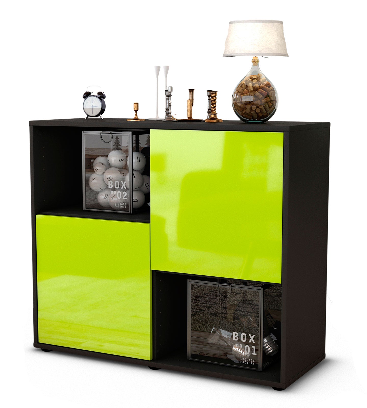 Sideboard Caralina | | Front in Hochglanz Grün | 92x79x35cm (BxHxT) 1 Sideboard Caralina | | Front in Hochglanz Grün | 92x79x35cm (BxHxT)