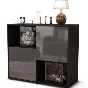 Sideboard Caralina | | Front in Hochglanz Grau | 92x79x35cm (BxHxT)