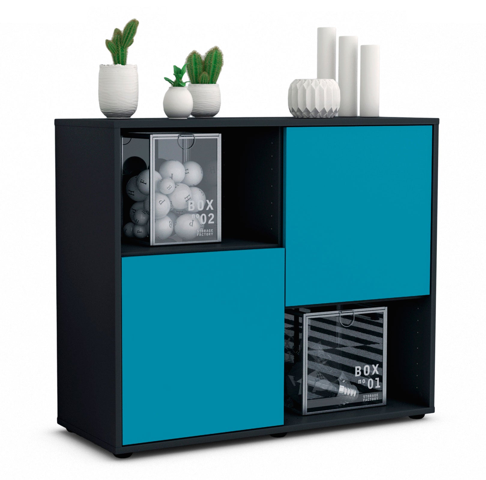 Sideboard Caralina | | Front in Türkis | 92x79x35cm (BxHxT) 1 Sideboard Caralina | | Front in Türkis | 92x79x35cm (BxHxT)