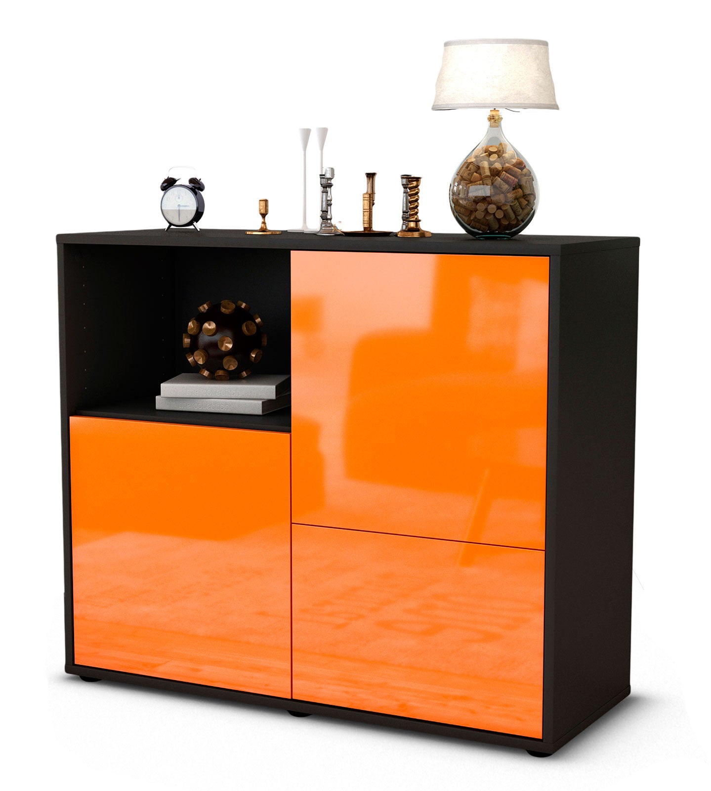 Sideboard Carina | | Front in Hochglanz Orange | 92x79x35cm (BxHxT) 1 Sideboard Carina | | Front in Hochglanz Orange | 92x79x35cm (BxHxT)