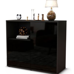 Sideboard Carina | | Front in Hochglanz Schwarz | 92x79x35cm (BxHxT)