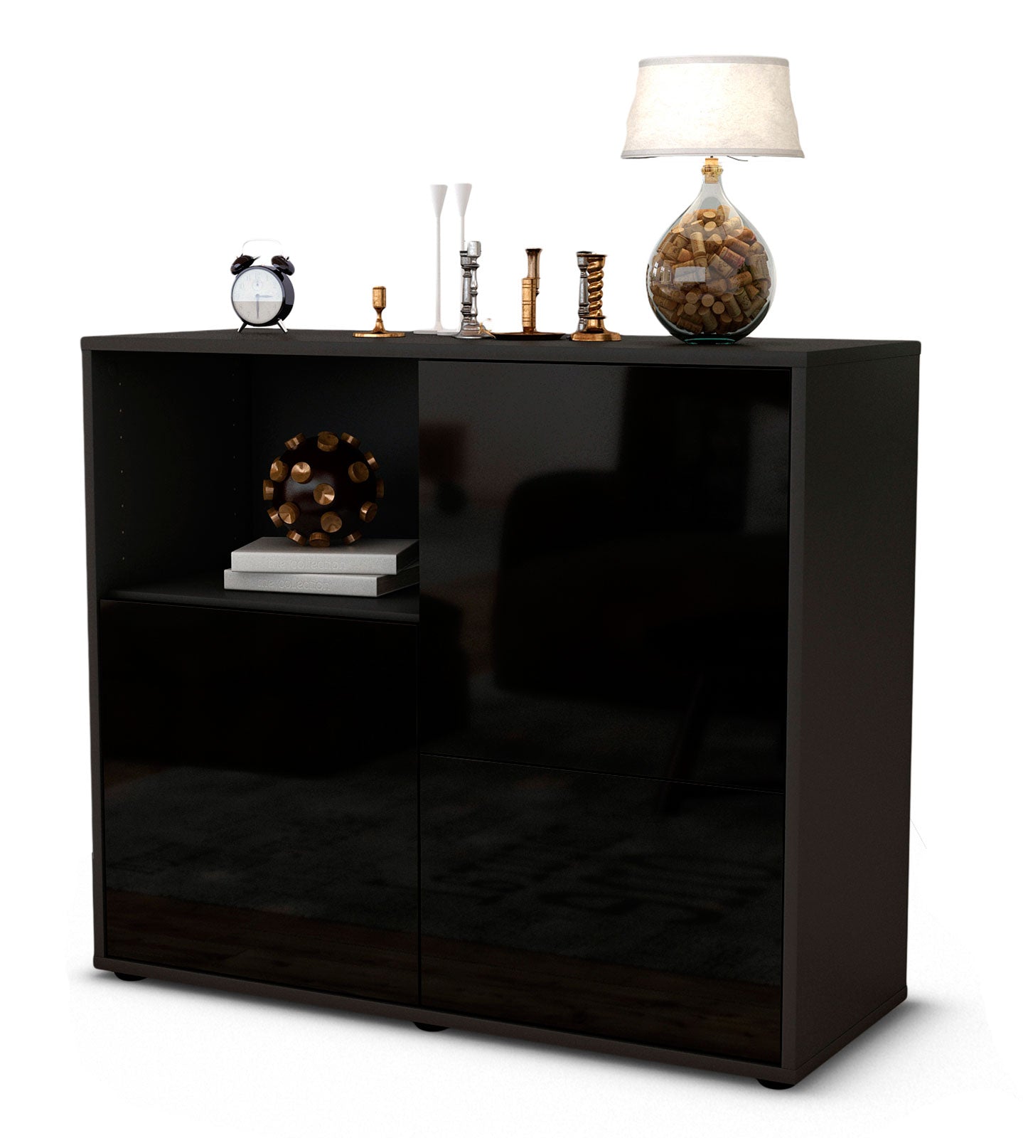 Sideboard Carina | | Front in Hochglanz Schwarz | 92x79x35cm (BxHxT) 1 Sideboard Carina | | Front in Hochglanz Schwarz | 92x79x35cm (BxHxT)
