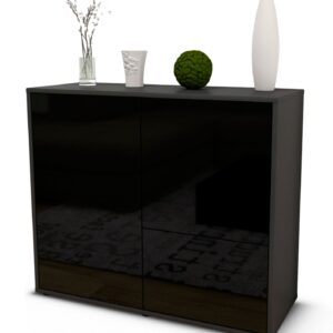 Sideboard Carla | | Front in Hochglanz Schwarz | 92x79x35cm (BxHxT)