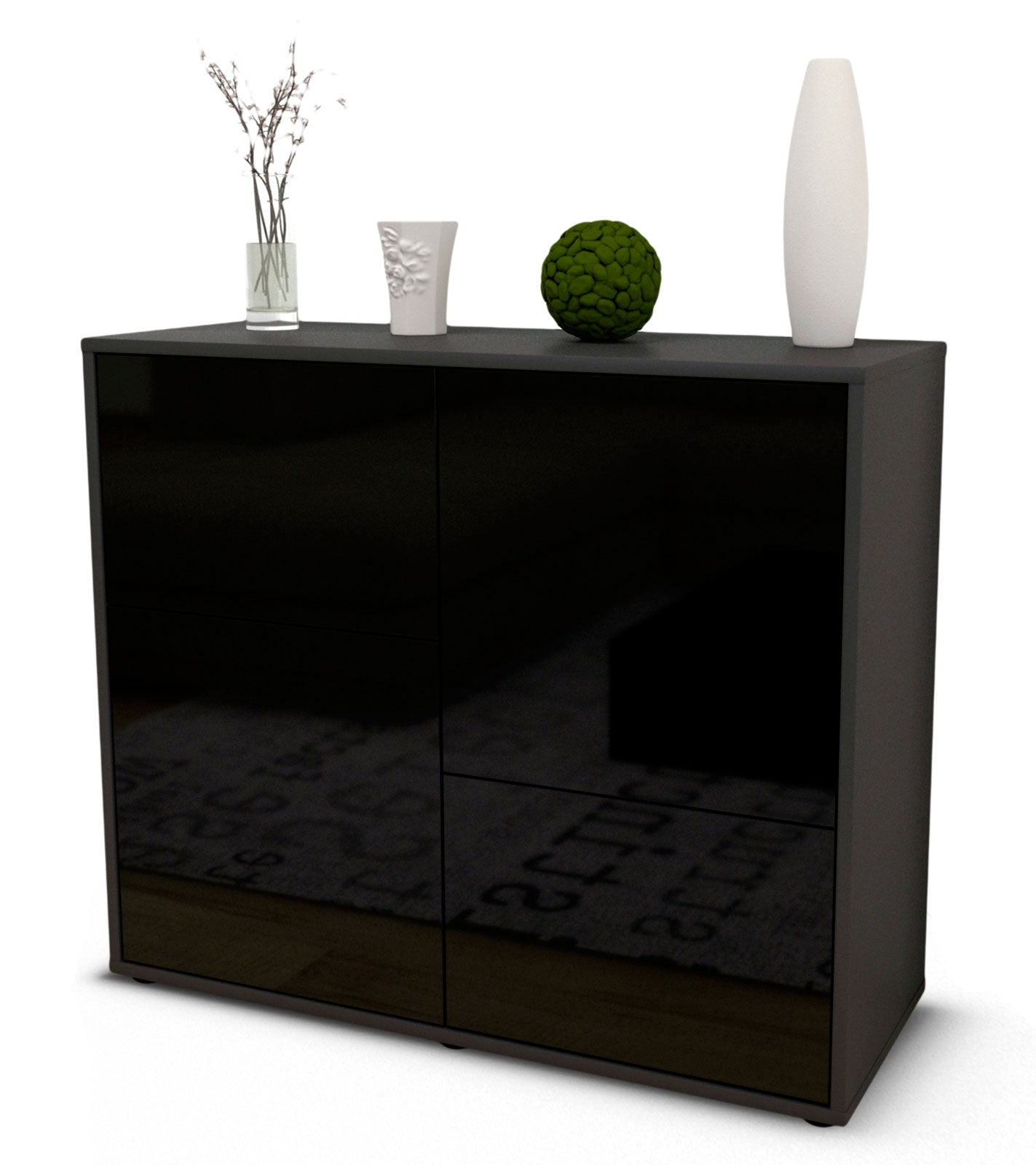 Sideboard Carla | | Front in Hochglanz Schwarz | 92x79x35cm (BxHxT) 1 Sideboard Carla | | Front in Hochglanz Schwarz | 92x79x35cm (BxHxT)