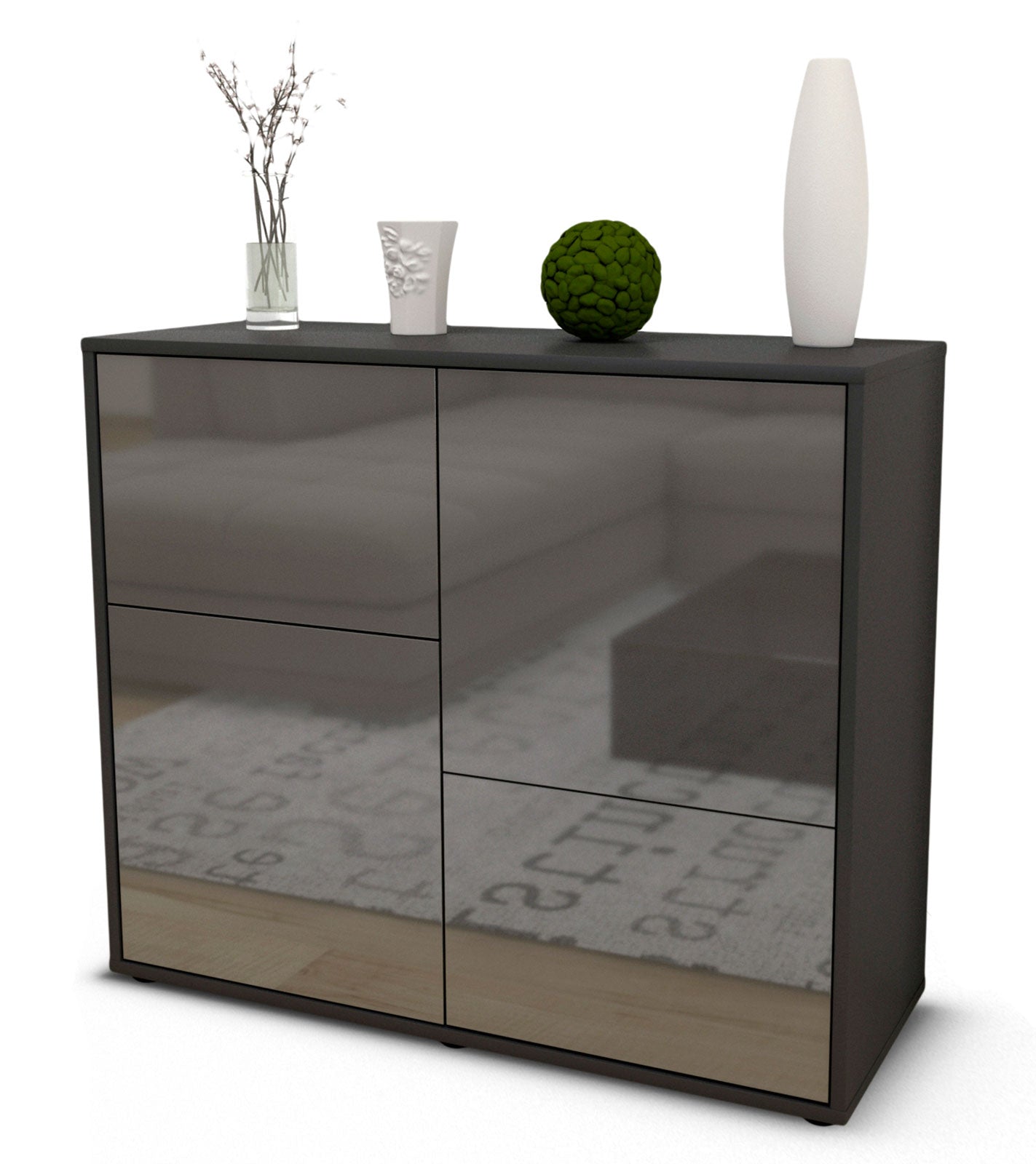 Sideboard Carla | | Front in Hochglanz Grau | 92x79x35cm (BxHxT) 1 Sideboard Carla | | Front in Hochglanz Grau | 92x79x35cm (BxHxT)