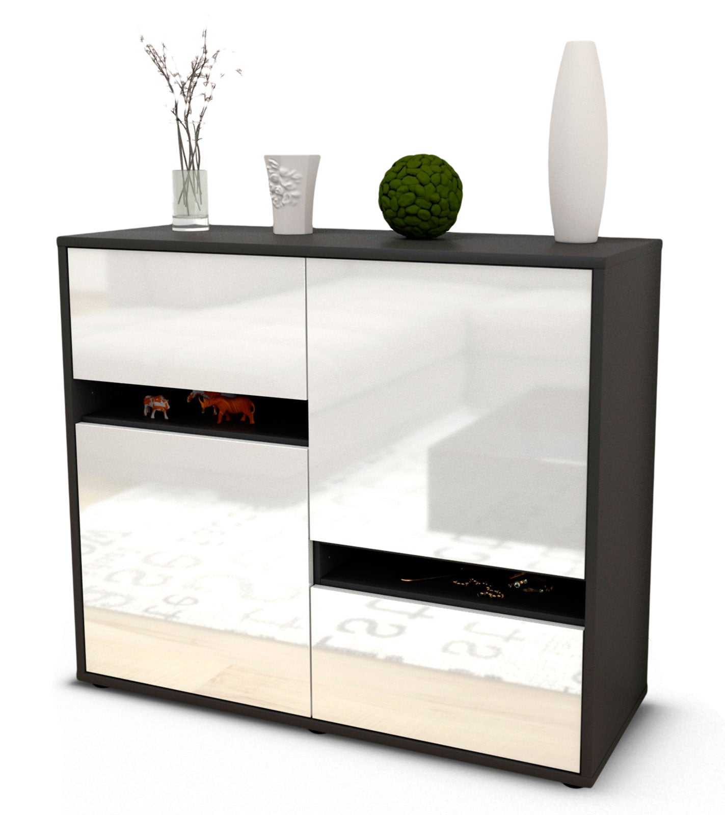 Sideboard Carlotta | | Front in Hochglanz Weiß | 92x79x35cm (BxHxT) 1 Sideboard Carlotta | | Front in Hochglanz Weiß | 92x79x35cm (BxHxT)