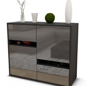 Sideboard Carlotta | | Front in Hochglanz Grau | 92x79x35cm (BxHxT)
