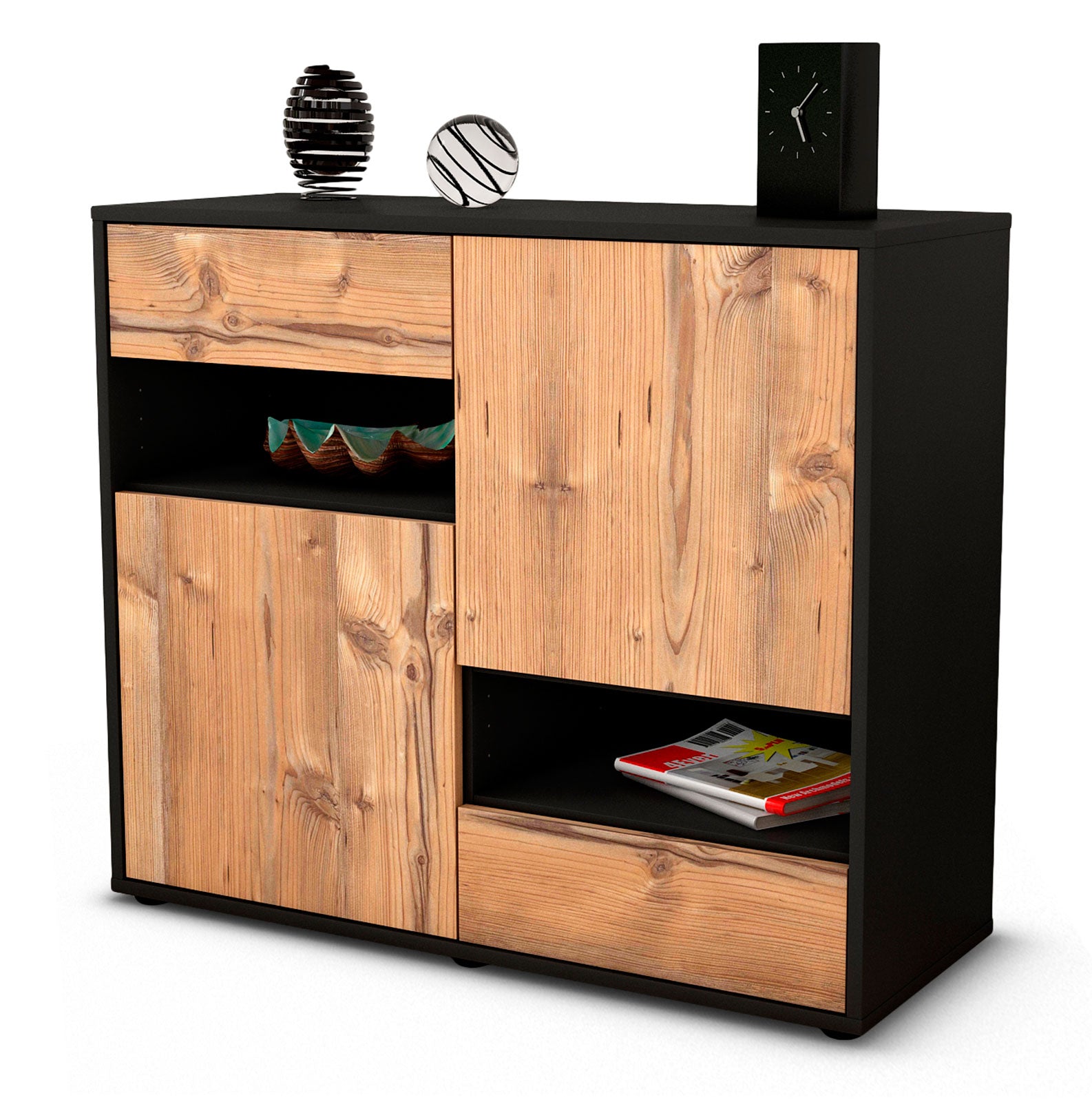 Sideboard Carmelina | | Front in Pinie Holz Optik | 92x79x35cm (BxHxT) 1 Sideboard Carmelina | | Front in Pinie Holz Optik | 92x79x35cm (BxHxT)