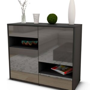 Sideboard Carmelina | | Front in Hochglanz Grau | 92x79x35cm (BxHxT)