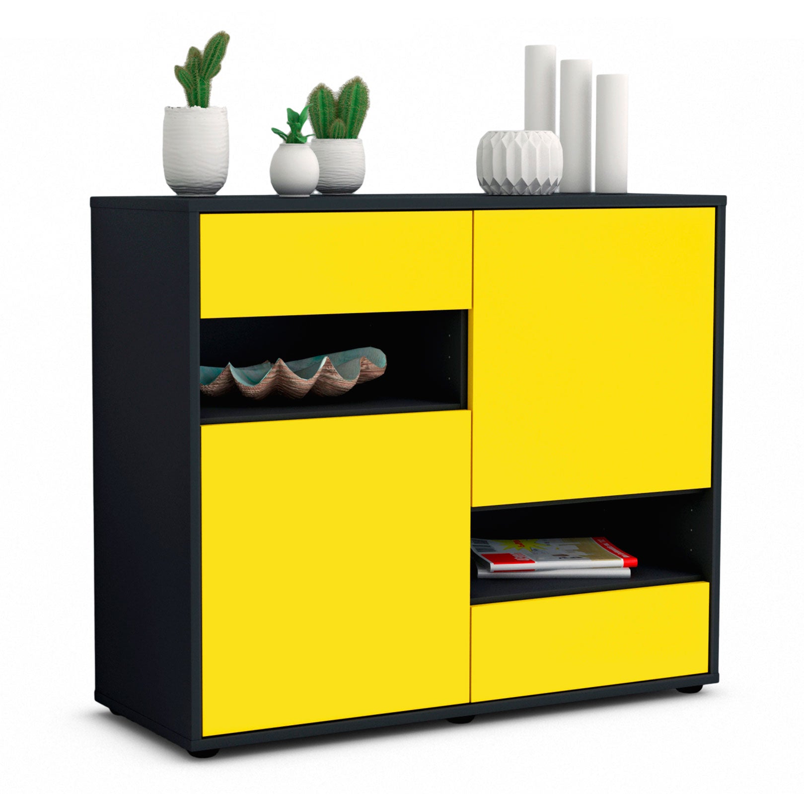 Sideboard Carmelina | | Front in Gelb | 92x79x35cm (BxHxT) 1 Sideboard Carmelina | | Front in Gelb | 92x79x35cm (BxHxT)