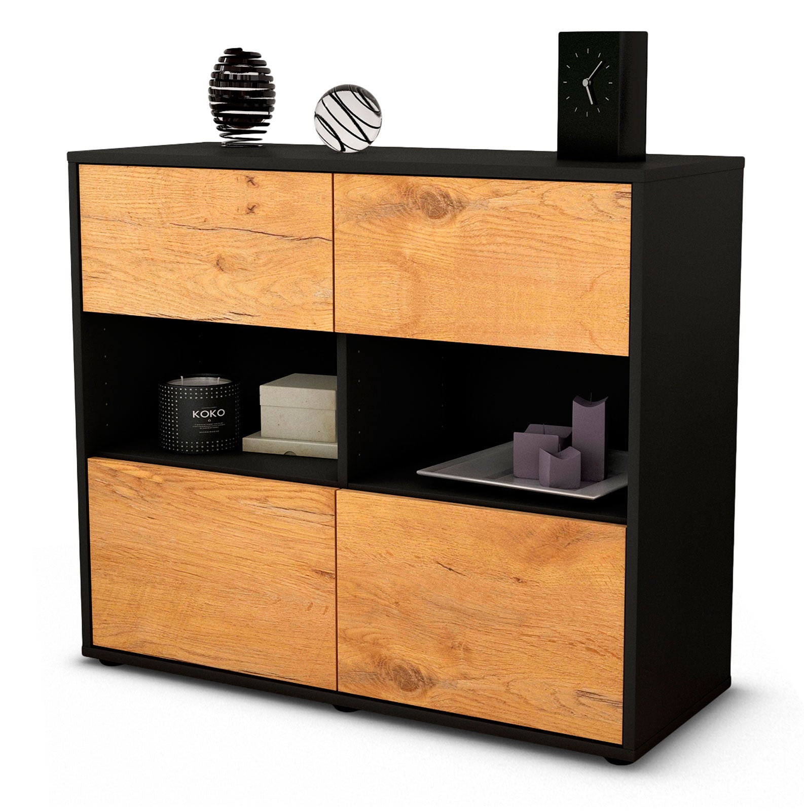 Sideboard Carmen | | Front in Eiche Holz Optik | 92x79x35cm (BxHxT) 1 Sideboard Carmen | | Front in Eiche Holz Optik | 92x79x35cm (BxHxT)