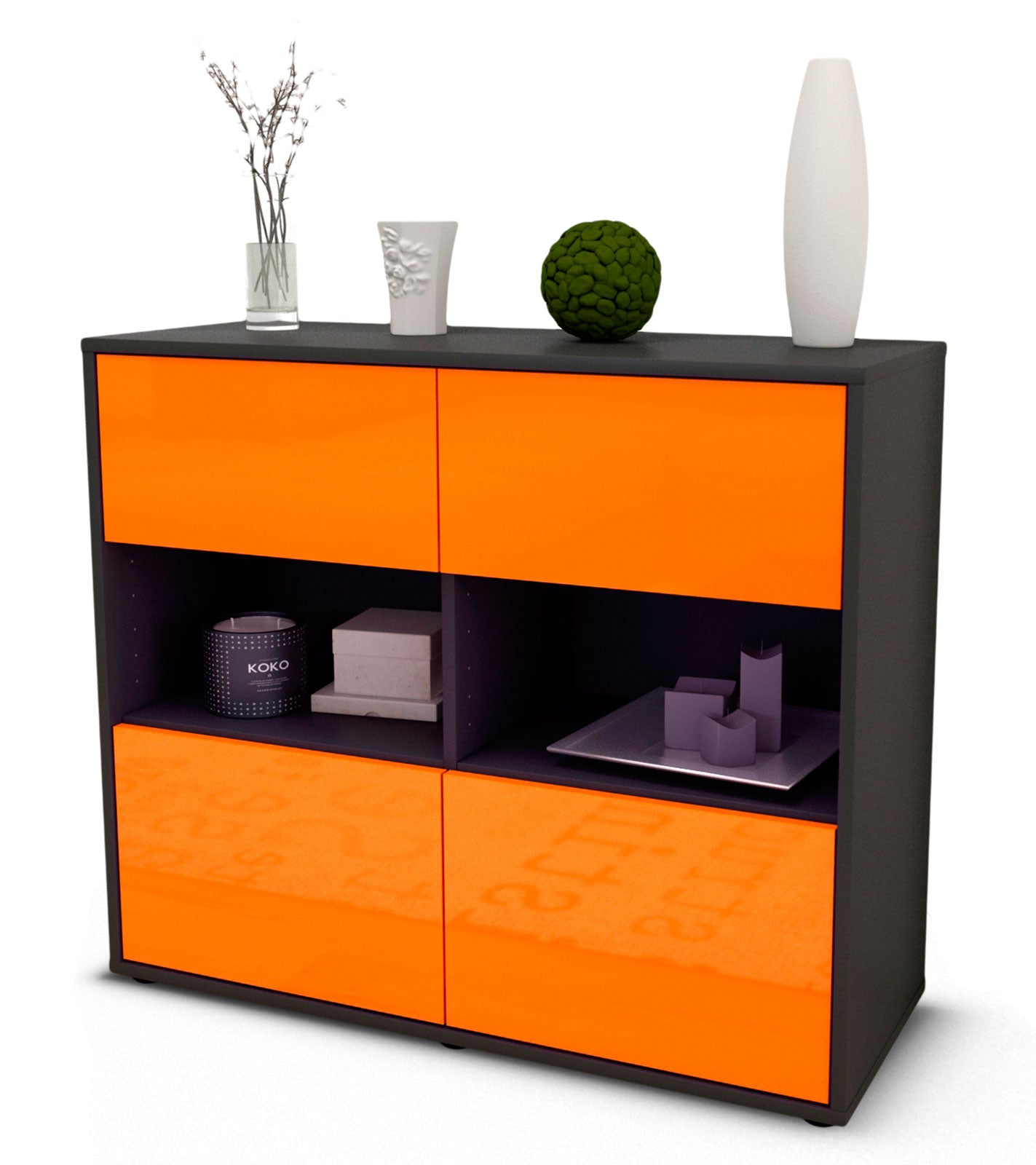 Sideboard Carmen | | Front in Hochglanz Orange | 92x79x35cm (BxHxT) 1 Sideboard Carmen | | Front in Hochglanz Orange | 92x79x35cm (BxHxT)