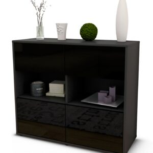 Sideboard Carmen | | Front in Hochglanz Schwarz | 92x79x35cm (BxHxT)