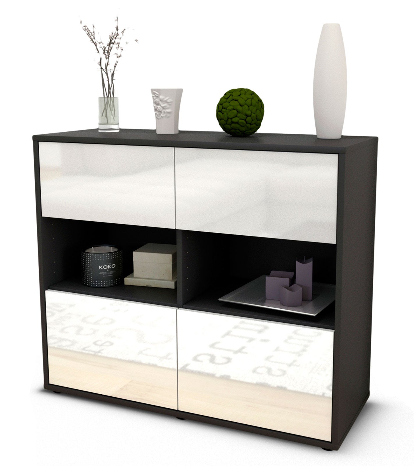 Sideboard Carmen | | Front in Hochglanz Weiß | 92x79x35cm (BxHxT) 1 Sideboard Carmen | | Front in Hochglanz Weiß | 92x79x35cm (BxHxT)