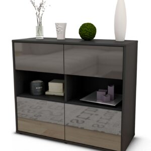 Sideboard Carmen | | Front in Hochglanz Grau | 92x79x35cm (BxHxT)