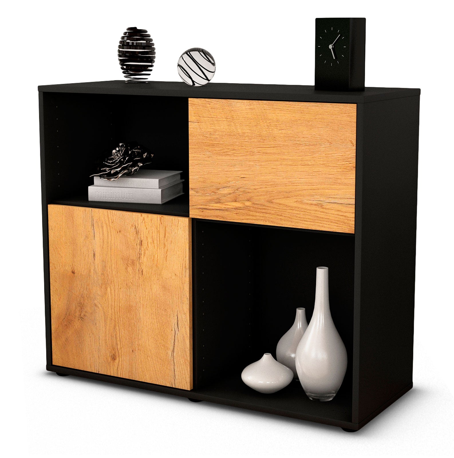 Sideboard Carola | | Front in Eiche Holz Optik | 92x79x35cm (BxHxT) 1 Sideboard Carola | | Front in Eiche Holz Optik | 92x79x35cm (BxHxT)