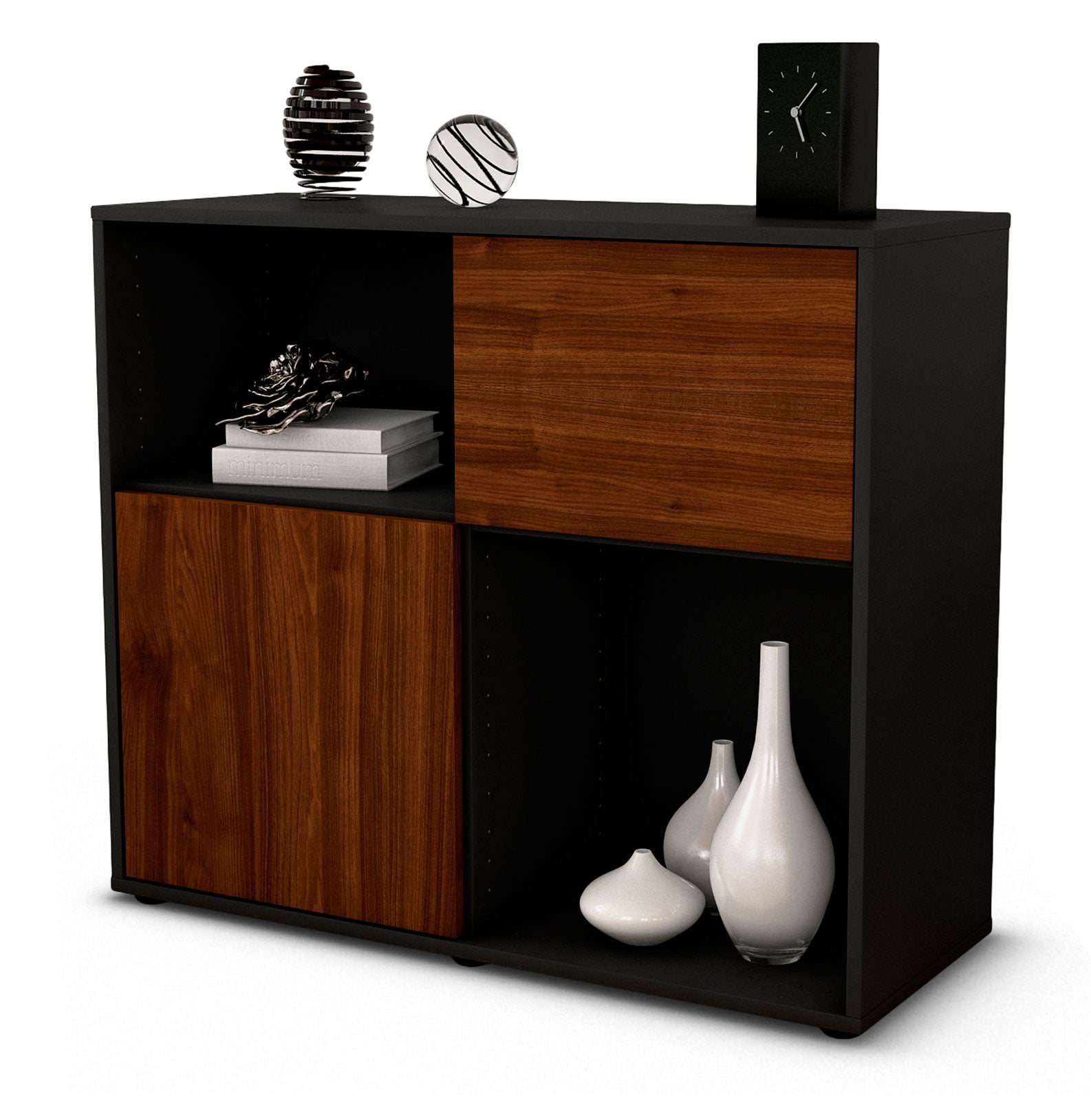 Sideboard Carola | | Front in Walnuss Holz Optik | 92x79x35cm (BxHxT) 1 Sideboard Carola | | Front in Walnuss Holz Optik | 92x79x35cm (BxHxT)