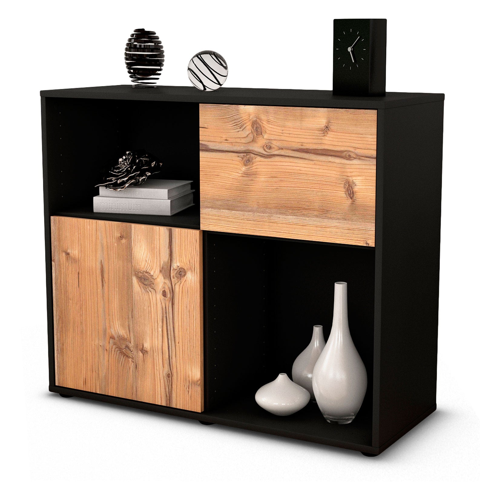 Sideboard Carola | | Front in Pinie Holz Optik | 92x79x35cm (BxHxT) 1 Sideboard Carola | | Front in Pinie Holz Optik | 92x79x35cm (BxHxT)