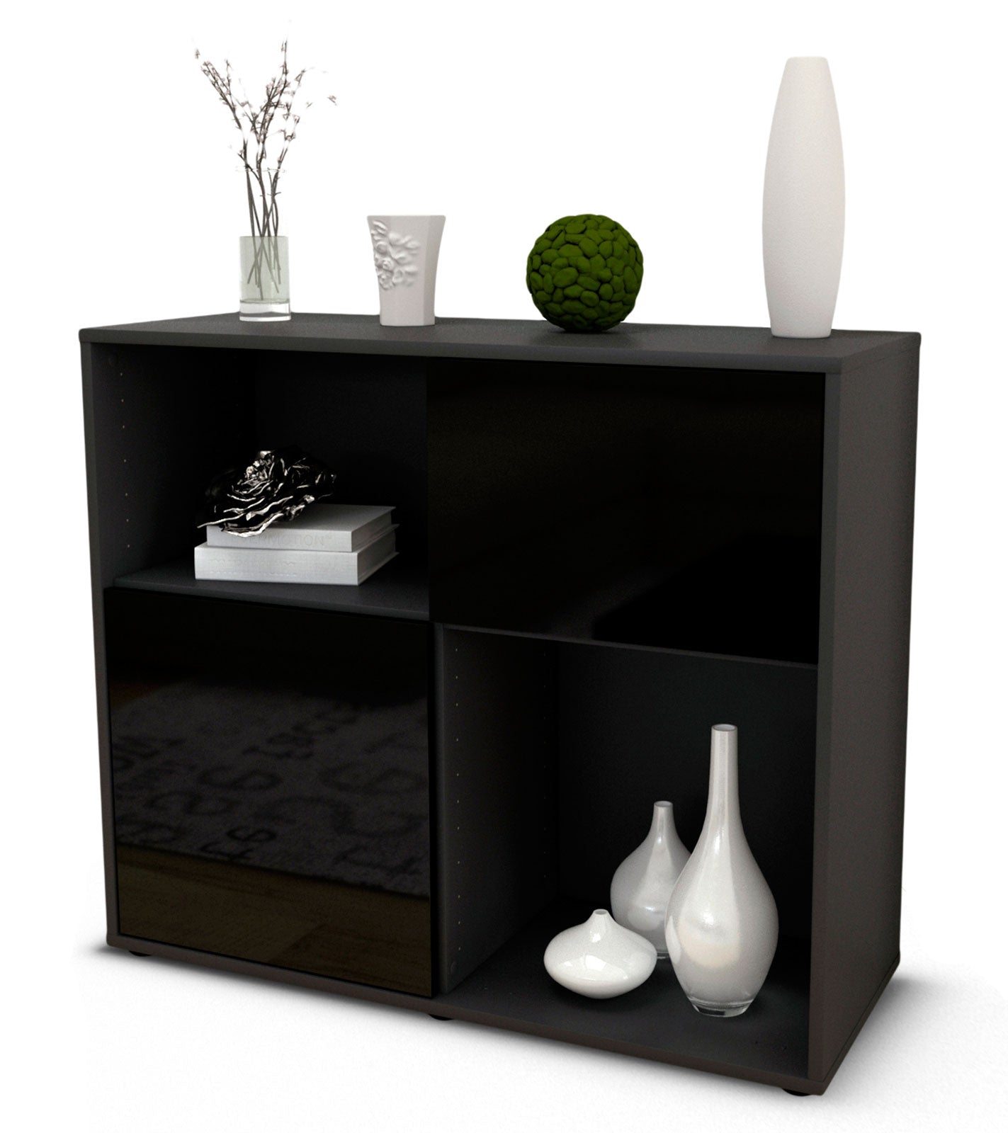 Sideboard Carola | | Front in Hochglanz Schwarz | 92x79x35cm (BxHxT) 1 Sideboard Carola | | Front in Hochglanz Schwarz | 92x79x35cm (BxHxT)