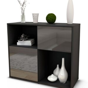 Sideboard Carola | | Front in Hochglanz Grau | 92x79x35cm (BxHxT)