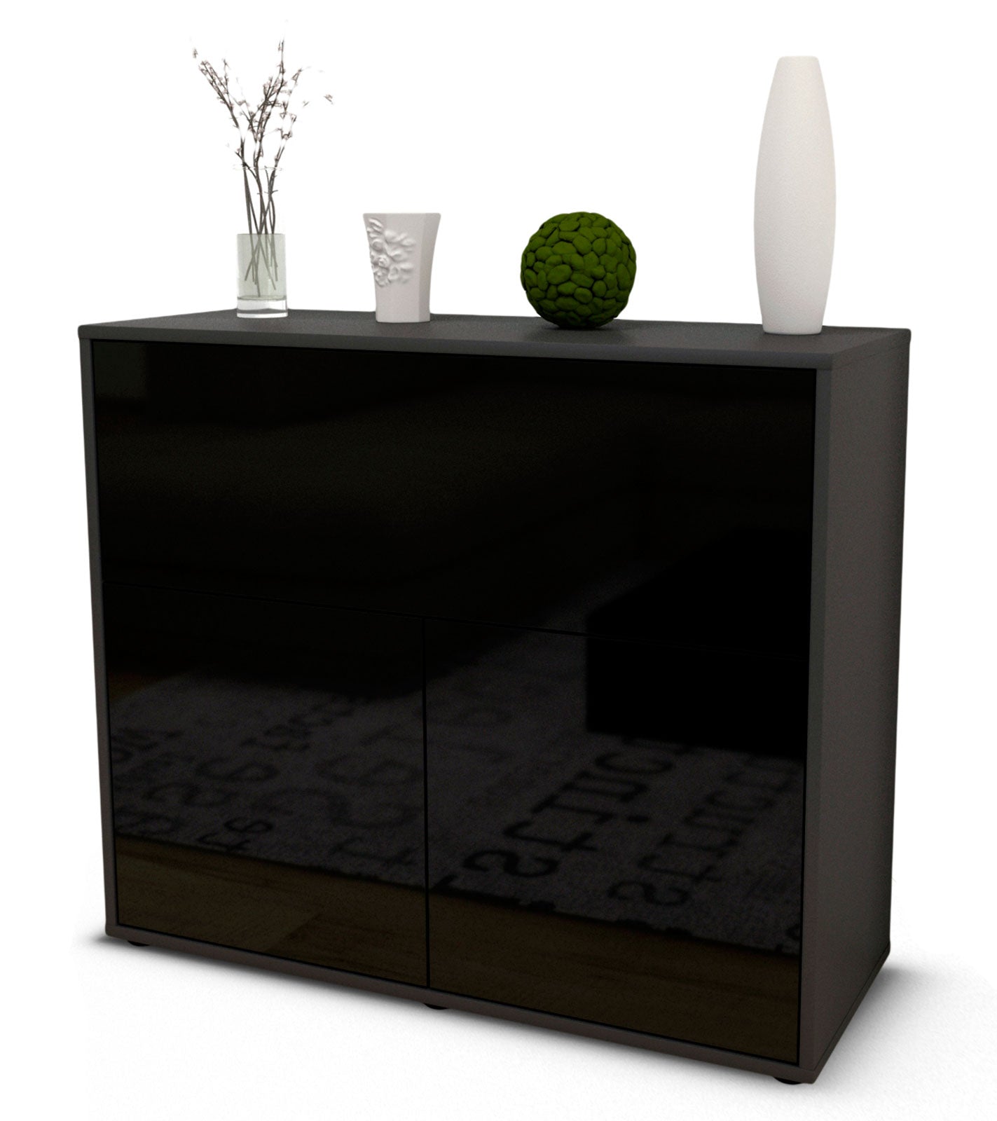 Sideboard Carolin | | Front in Hochglanz Schwarz | 92x79x35cm (BxHxT) 1 Sideboard Carolin | | Front in Hochglanz Schwarz | 92x79x35cm (BxHxT)