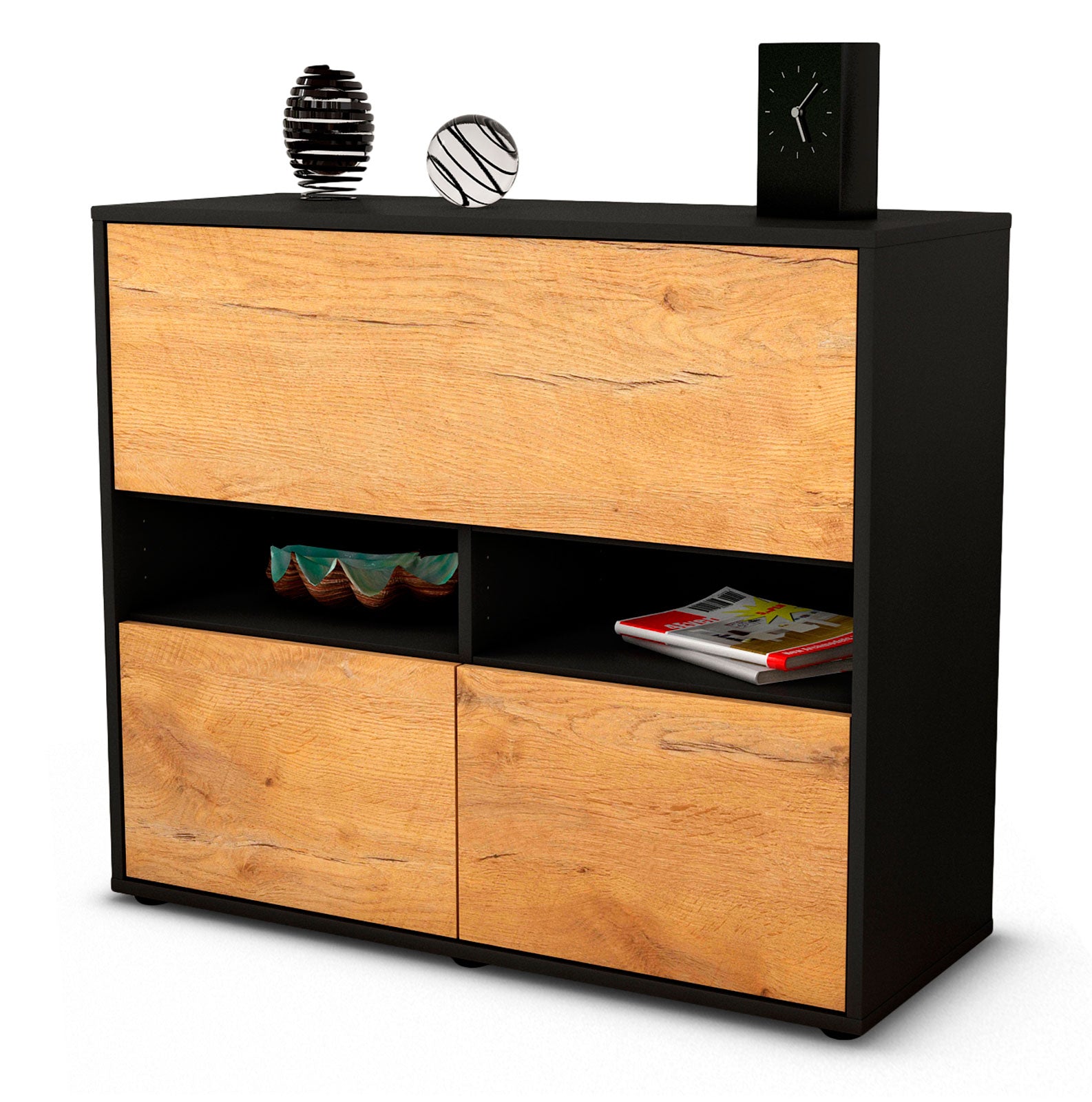 Sideboard Cassandra | | Front in Eiche Holz Optik | 92x79x35cm (BxHxT) 1 Sideboard Cassandra | | Front in Eiche Holz Optik | 92x79x35cm (BxHxT)