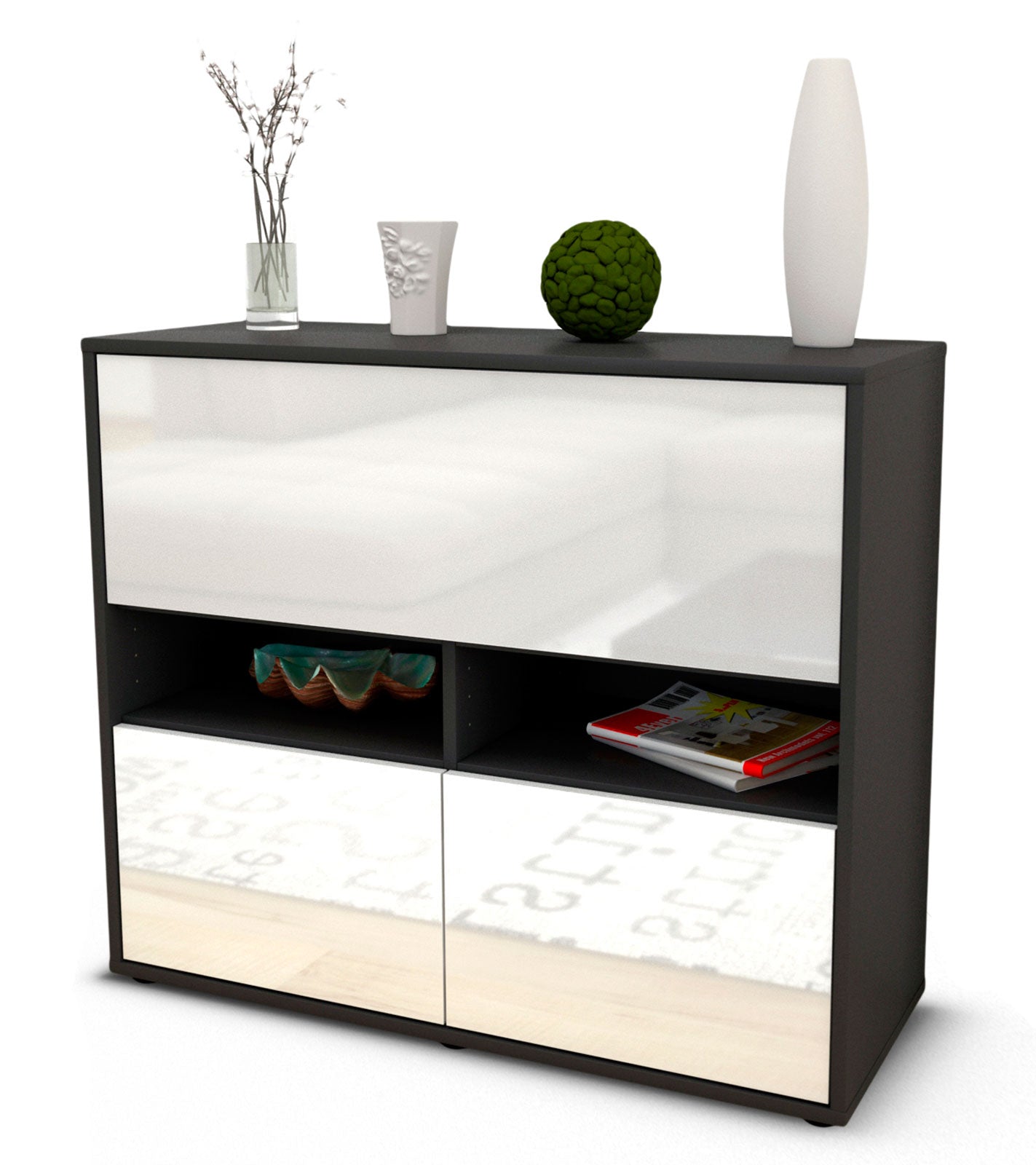 Sideboard Cassandra | | Front in Hochglanz Weiß | 92x79x35cm (BxHxT) 1 Sideboard Cassandra | | Front in Hochglanz Weiß | 92x79x35cm (BxHxT)