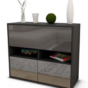 Sideboard Cassandra | | Front in Hochglanz Grau | 92x79x35cm (BxHxT)