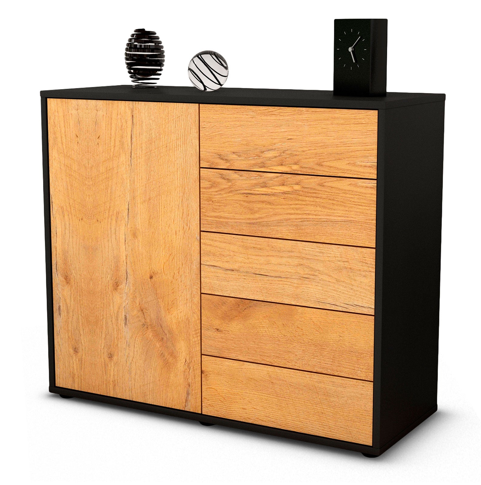 Sideboard Cecilia | | Front in Eiche Holz Optik | 92x79x35cm (BxHxT) 1 Sideboard Cecilia | | Front in Eiche Holz Optik | 92x79x35cm (BxHxT)