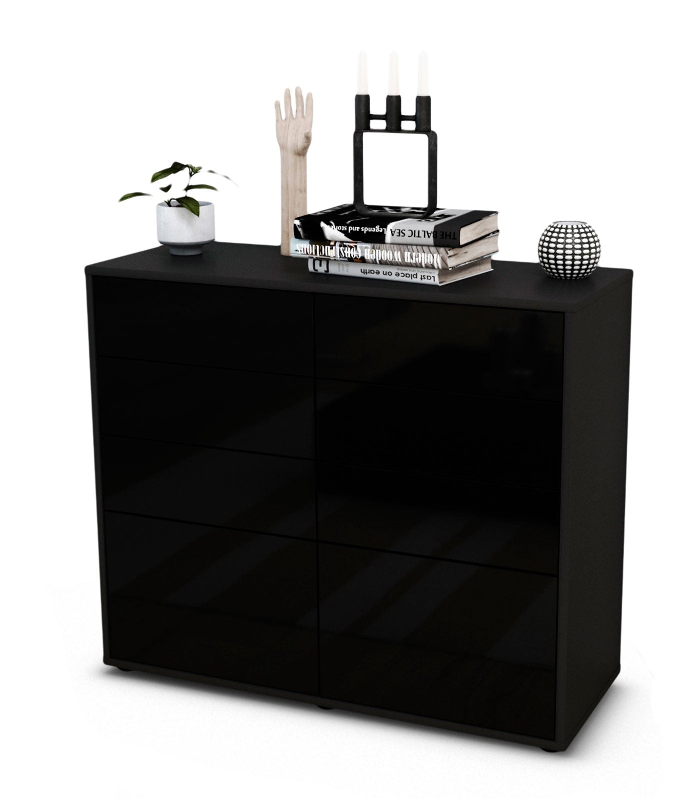 Sideboard Celeste | | Front in Hochglanz Schwarz | 92x79x35cm (BxHxT) 1 Sideboard Celeste | | Front in Hochglanz Schwarz | 92x79x35cm (BxHxT)