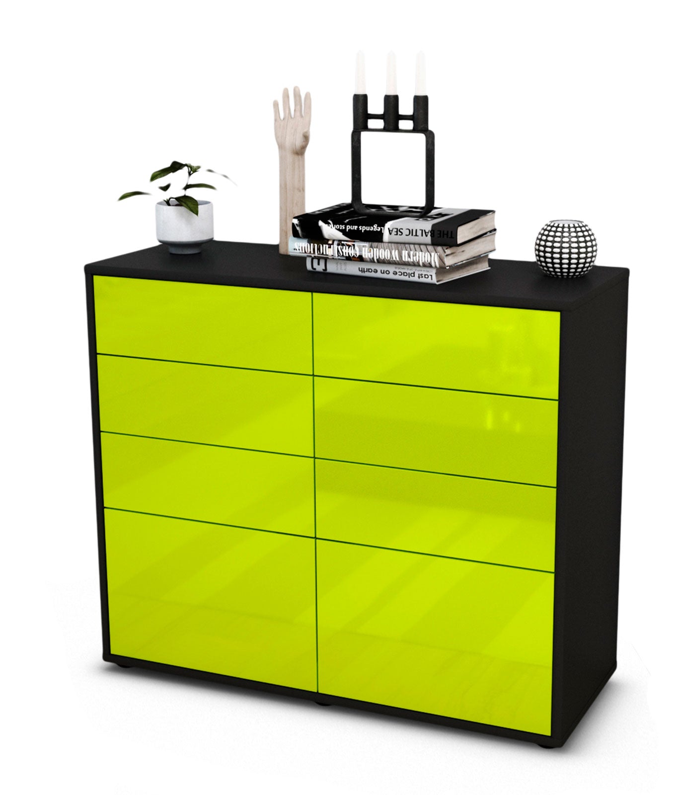 Sideboard Celeste | | Front in Hochglanz Grün | 92x79x35cm (BxHxT) 1 Sideboard Celeste | | Front in Hochglanz Grün | 92x79x35cm (BxHxT)