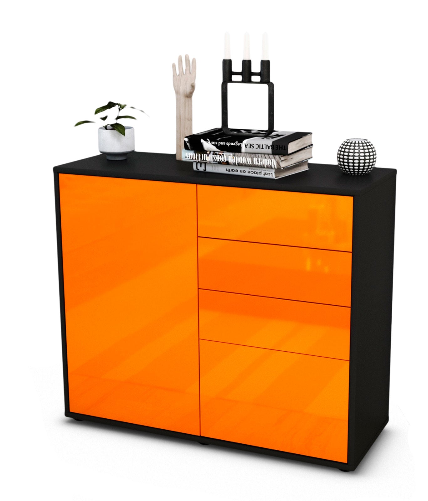 Sideboard Celestina | | Front in Hochglanz Orange | 92x79x35cm (BxHxT) 1 Sideboard Celestina | | Front in Hochglanz Orange | 92x79x35cm (BxHxT)