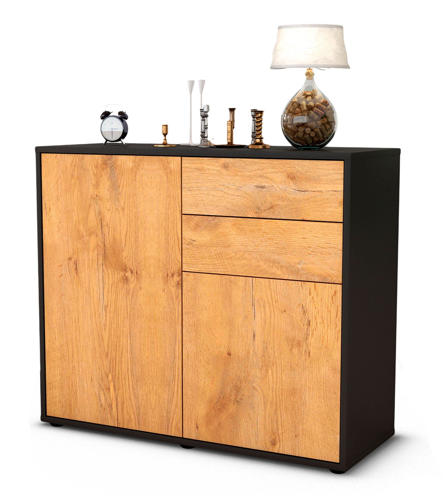 Sideboard Chantal | | Front in Eiche Holz Optik | 92x79x35cm (BxHxT) 1 Sideboard Chantal | | Front in Eiche Holz Optik | 92x79x35cm (BxHxT)