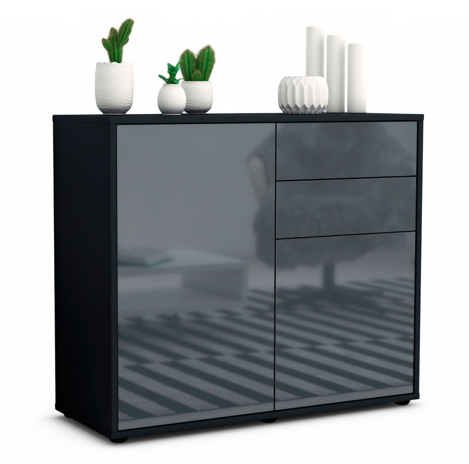 Sideboard Chantal | | Front in Hochglanz Grau | 92x79x35cm (BxHxT) 1 Sideboard Chantal | | Front in Hochglanz Grau | 92x79x35cm (BxHxT)