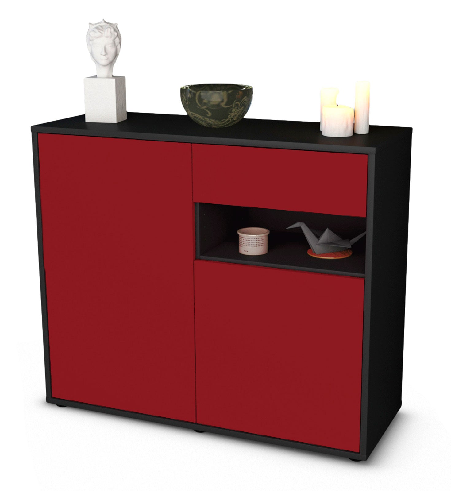 Sideboard Charlotta | | Front in Bordeaux | 92x79x35cm (BxHxT) 1 Sideboard Charlotta | | Front in Bordeaux | 92x79x35cm (BxHxT)