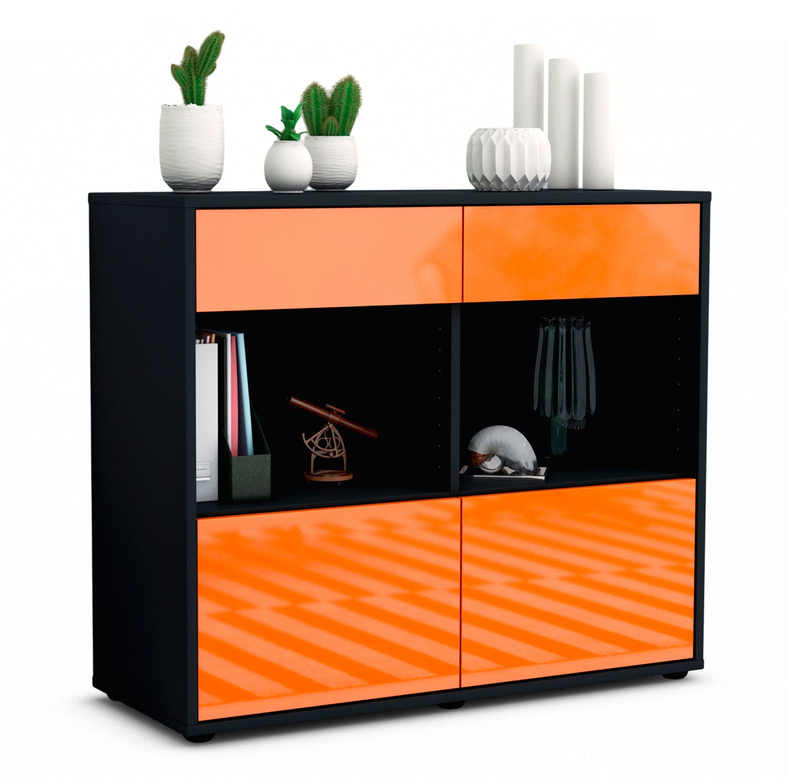 Sideboard Christina | | Front in Hochglanz Orange | 92x79x35cm (BxHxT) 1 Sideboard Christina | | Front in Hochglanz Orange | 92x79x35cm (BxHxT)