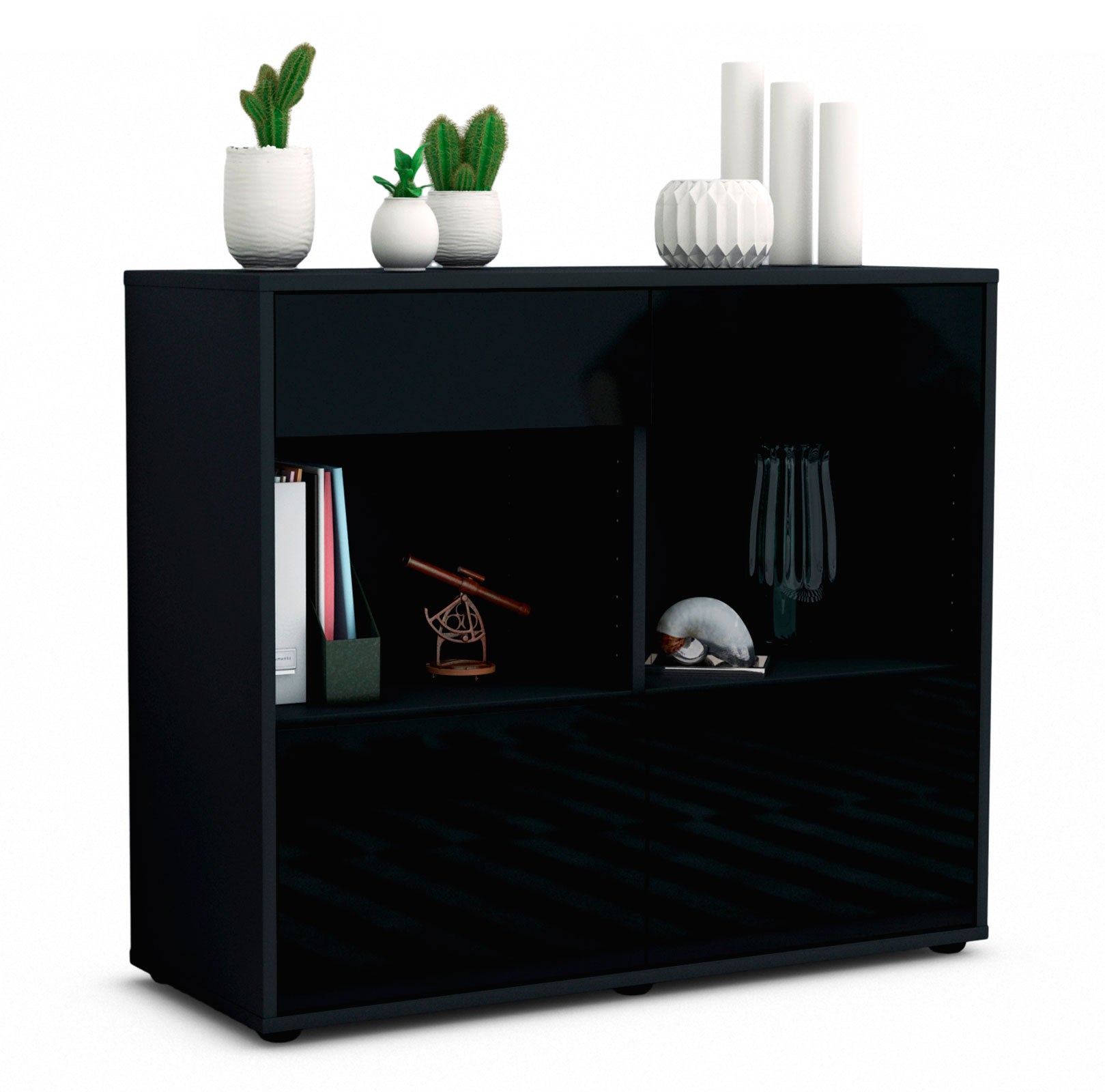 Sideboard Christina | | Front in Hochglanz Schwarz | 92x79x35cm (BxHxT) 1 Sideboard Christina | | Front in Hochglanz Schwarz | 92x79x35cm (BxHxT)