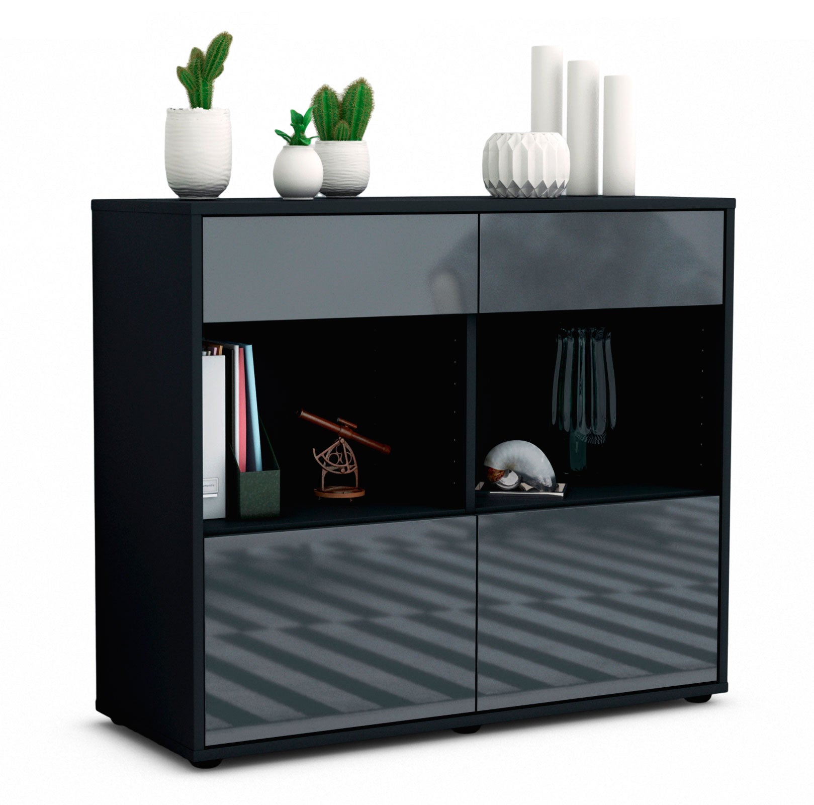 Sideboard Christina | | Front in Hochglanz Grau | 92x79x35cm (BxHxT) 1 Sideboard Christina | | Front in Hochglanz Grau | 92x79x35cm (BxHxT)