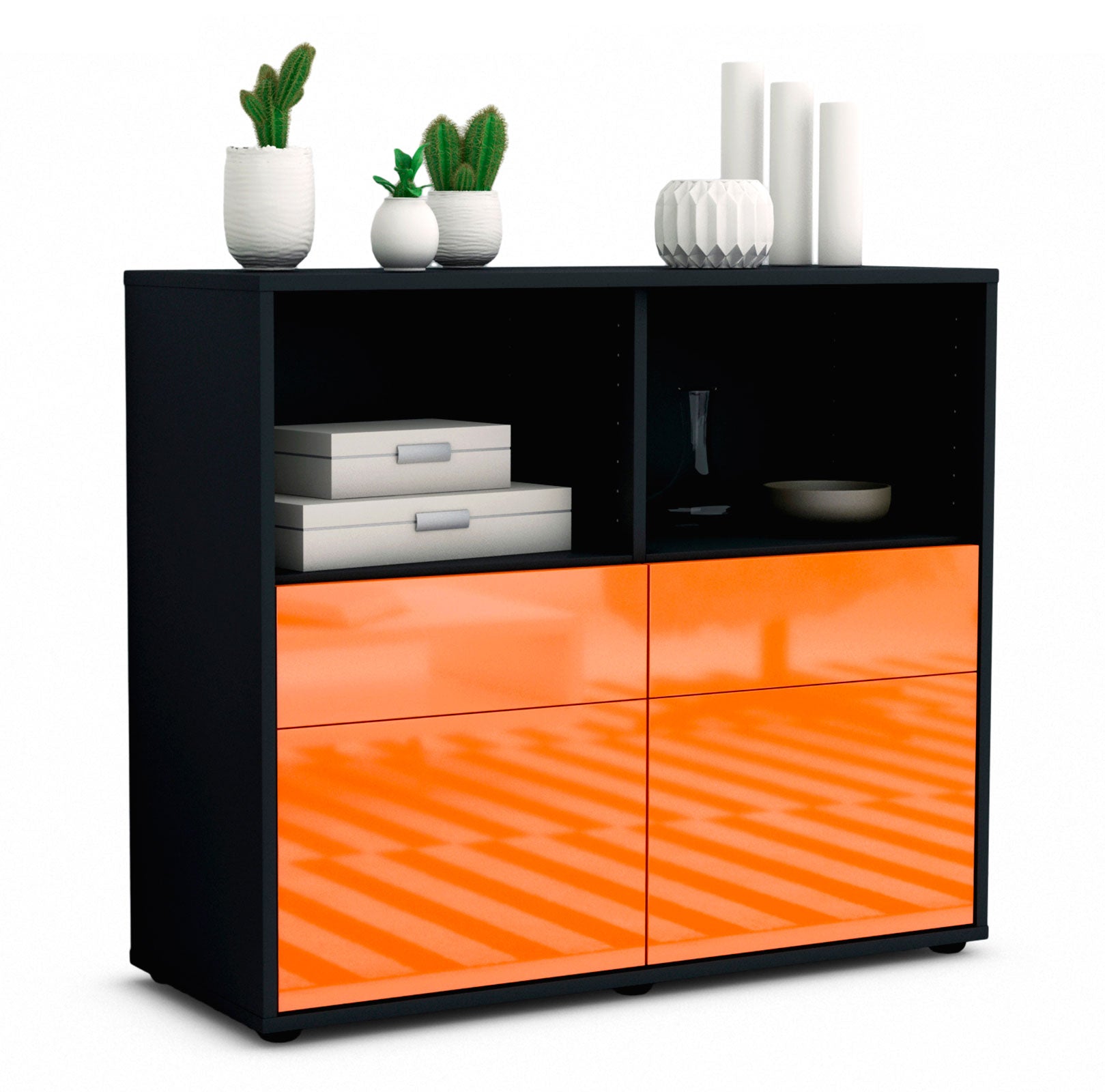 Sideboard Christine | | Front in Hochglanz Orange | 92x79x35cm (BxHxT) 1 Sideboard Christine | | Front in Hochglanz Orange | 92x79x35cm (BxHxT)