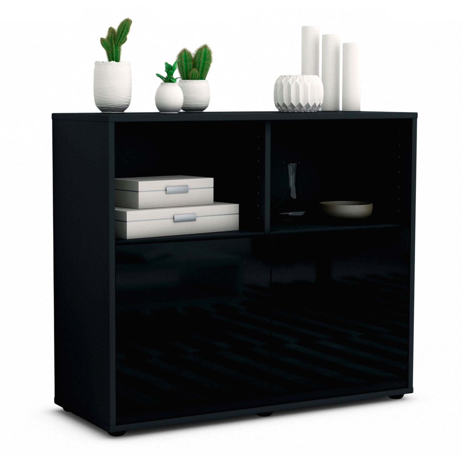 Sideboard Christine | | Front in Hochglanz Schwarz | 92x79x35cm (BxHxT) 1 Sideboard Christine | | Front in Hochglanz Schwarz | 92x79x35cm (BxHxT)
