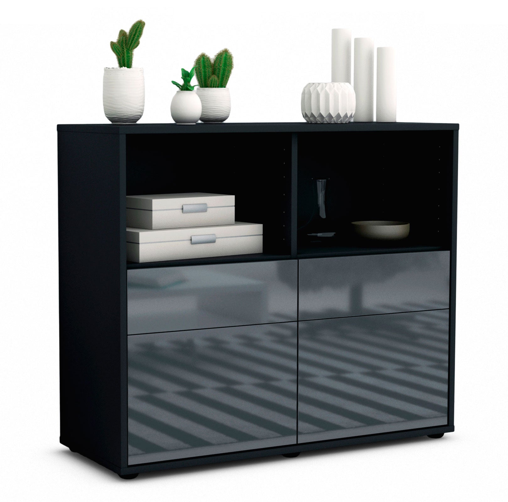 Sideboard Christine | | Front in Hochglanz Grau | 92x79x35cm (BxHxT) 1 Sideboard Christine | | Front in Hochglanz Grau | 92x79x35cm (BxHxT)