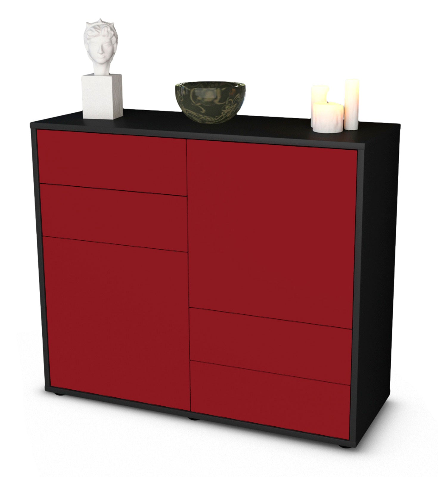 Sideboard Ciara | | Front in Bordeaux | 92x79x35cm (BxHxT) 1 Sideboard Ciara | | Front in Bordeaux | 92x79x35cm (BxHxT)