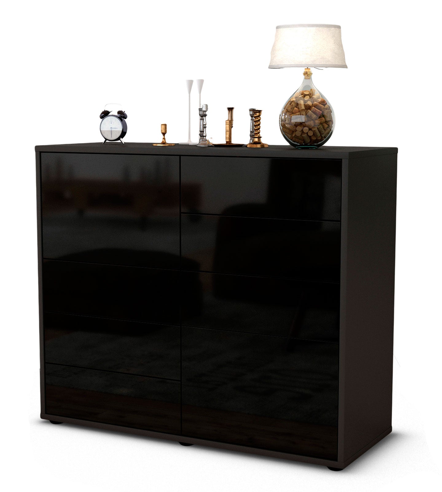 Sideboard Clarissa | | Front in Hochglanz Schwarz | 92x79x35cm (BxHxT) 1 Sideboard Clarissa | | Front in Hochglanz Schwarz | 92x79x35cm (BxHxT)