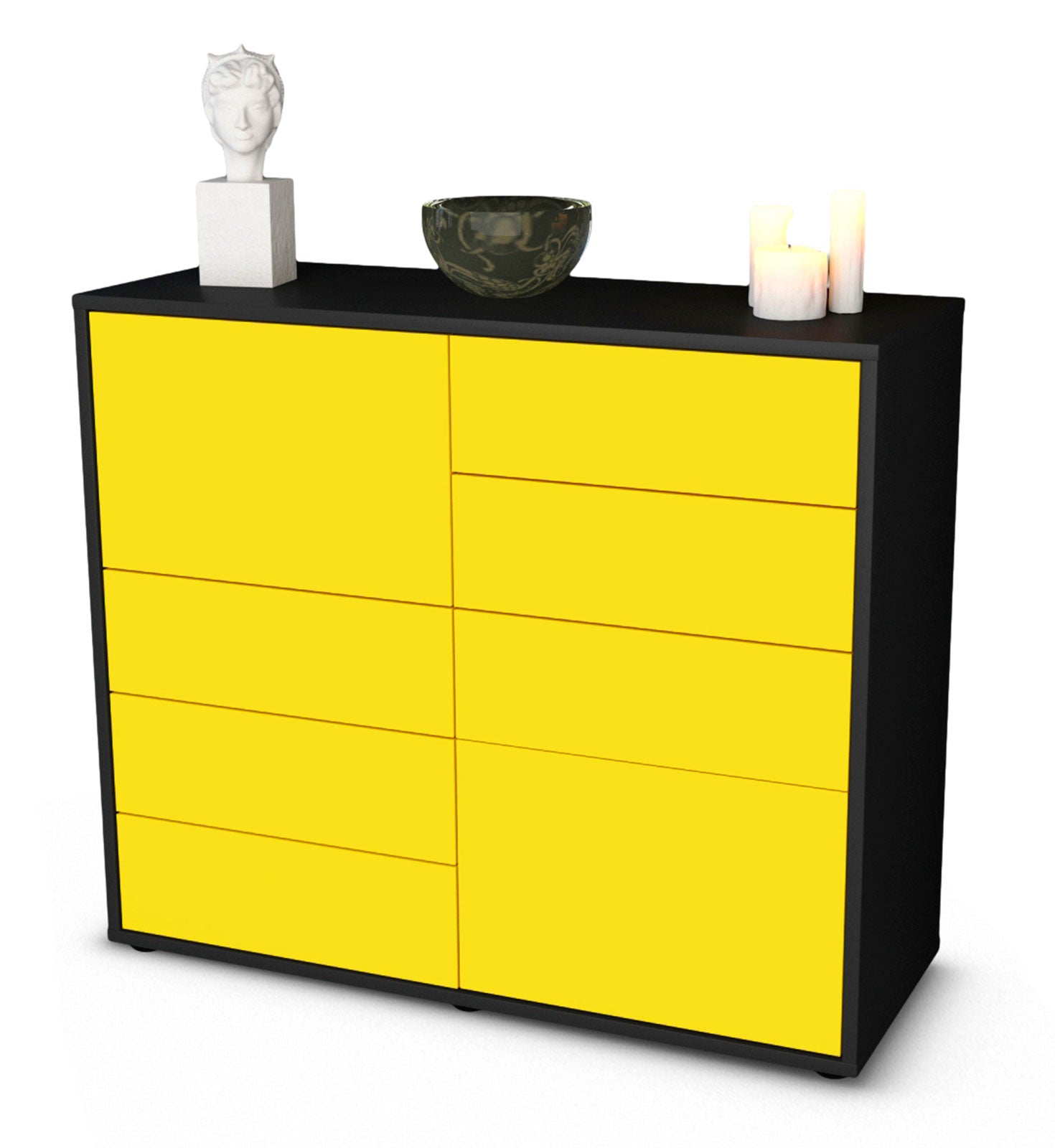 Sideboard Clarissa | | Front in Gelb | 92x79x35cm (BxHxT) 1 Sideboard Clarissa | | Front in Gelb | 92x79x35cm (BxHxT)