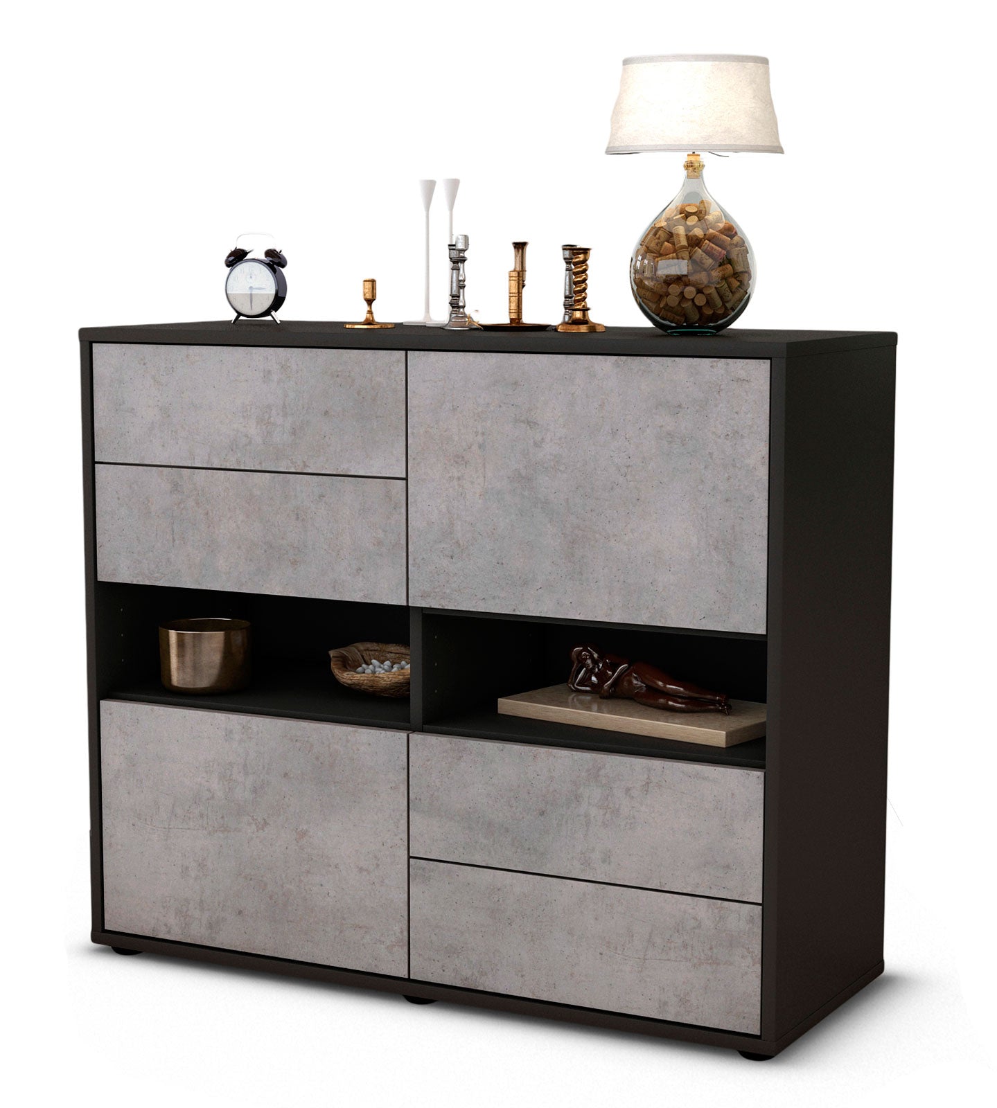 Sideboard Claudia | | Front in Beton Optik | 92x79x35cm (BxHxT) 1 Sideboard Claudia | | Front in Beton Optik | 92x79x35cm (BxHxT)