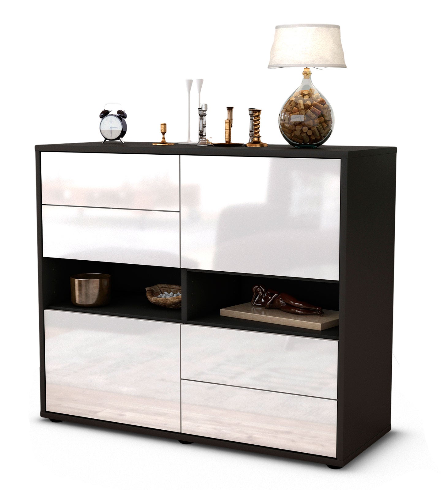 Sideboard Claudia | | Front in Hochglanz Weiß | 92x79x35cm (BxHxT) 1 Sideboard Claudia | | Front in Hochglanz Weiß | 92x79x35cm (BxHxT)