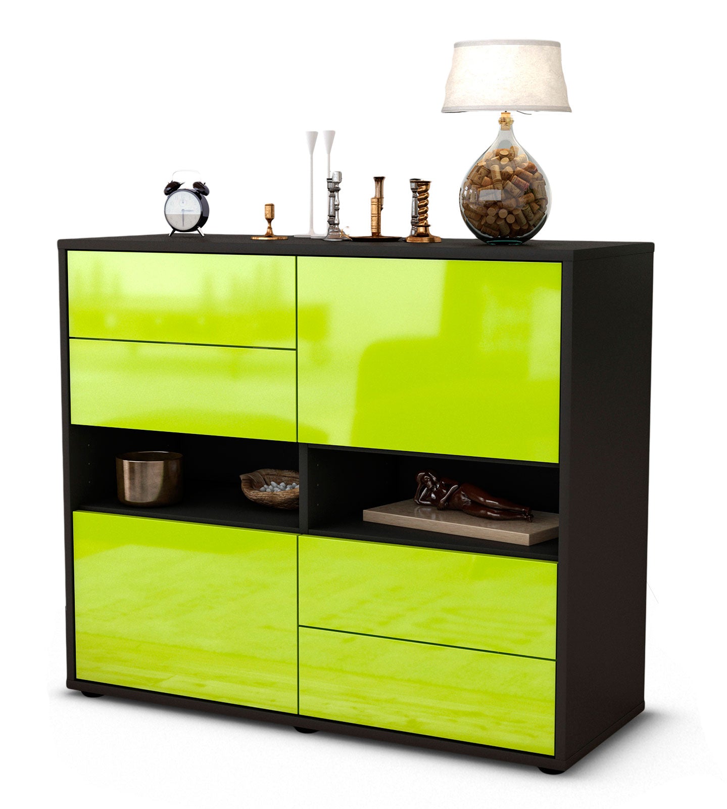 Sideboard Claudia | | Front in Hochglanz Grün | 92x79x35cm (BxHxT) 1 Sideboard Claudia | | Front in Hochglanz Grün | 92x79x35cm (BxHxT)